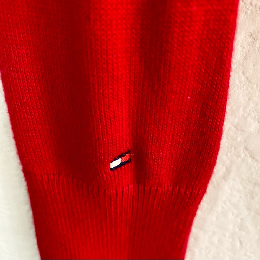 Tommy Hilfiger Red Argyle V-Neck Sweater 100% Pima Cotton XS Preppy - Picture 8 of 8